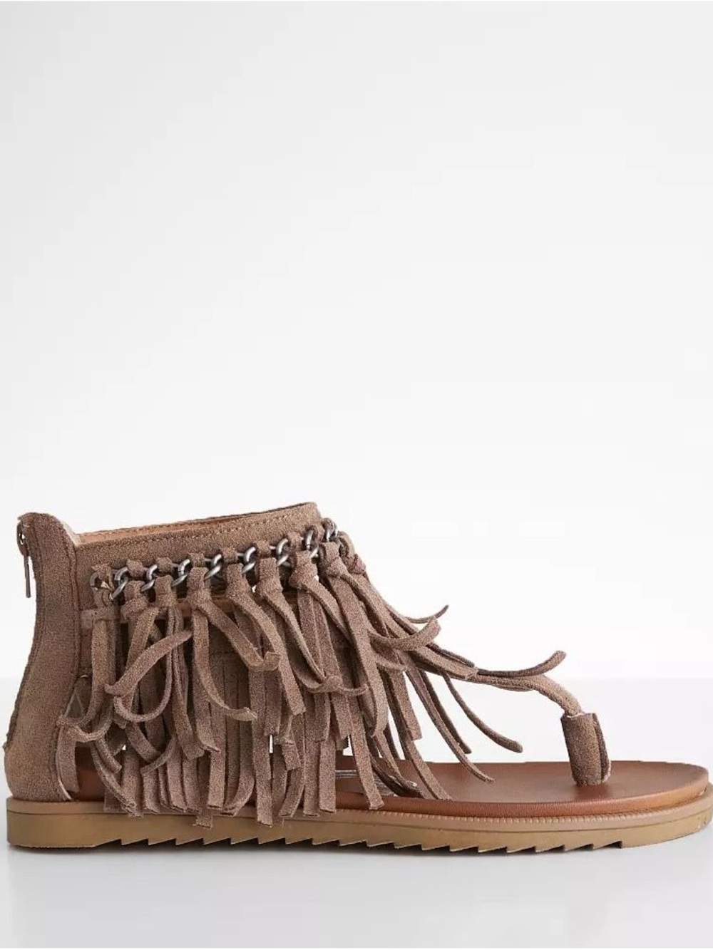 Not Rated Taupe Fringe Gladiator Sandal